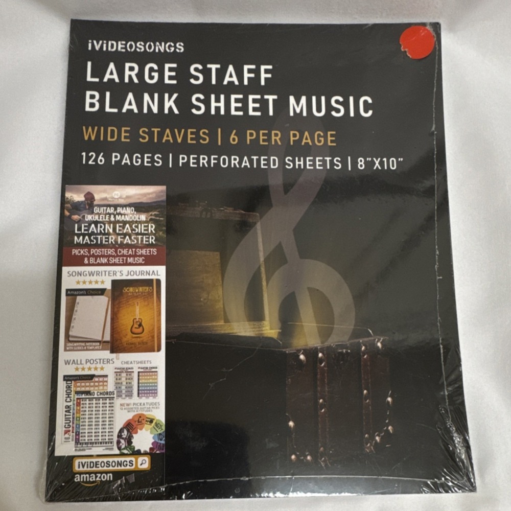 iVideosongs Large Staff Blank Sheet Music Wide Staves 6 Per Page Guitar Piano